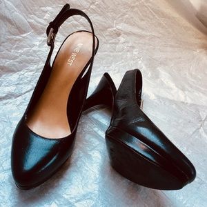 NINE WEST Sling back parent leather black heels👠